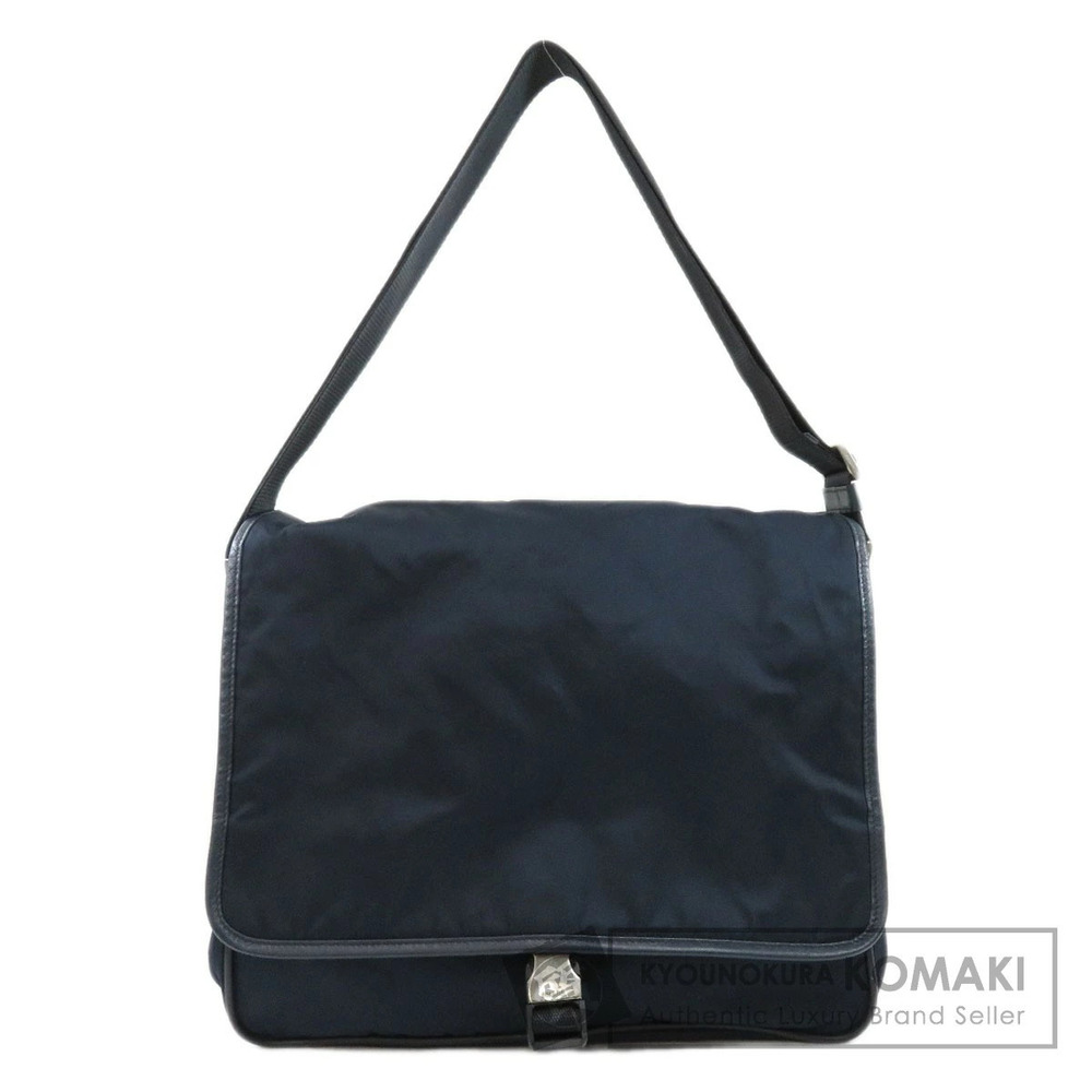 Prada Tessuto Messenger Crossbody Bag black leather trim